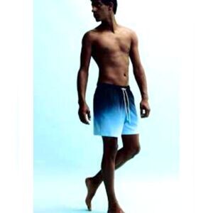 H&M Men’s Blue OMBRE Mid Length Swim Trunks- Xl, NWT